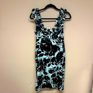 White House, Black market  Ruffle Dress in Black and white